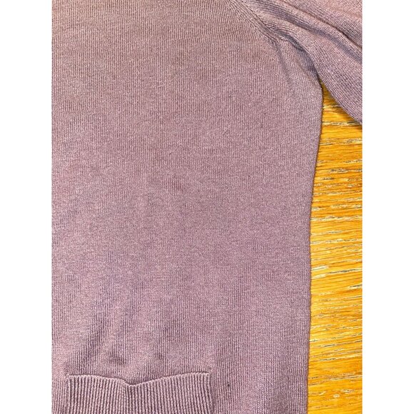 Loft Womens Cardigan Sweater Button Front 3/4 Sleeve Cotton Blend Purple Size M - Picture 4 of 6